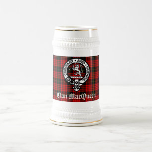 Chope À Bière Clan MacQueen Crest Badge & Tartan