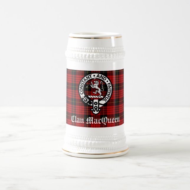 Chope À Bière Clan MacQueen Crest Badge & Tartan (Centre)