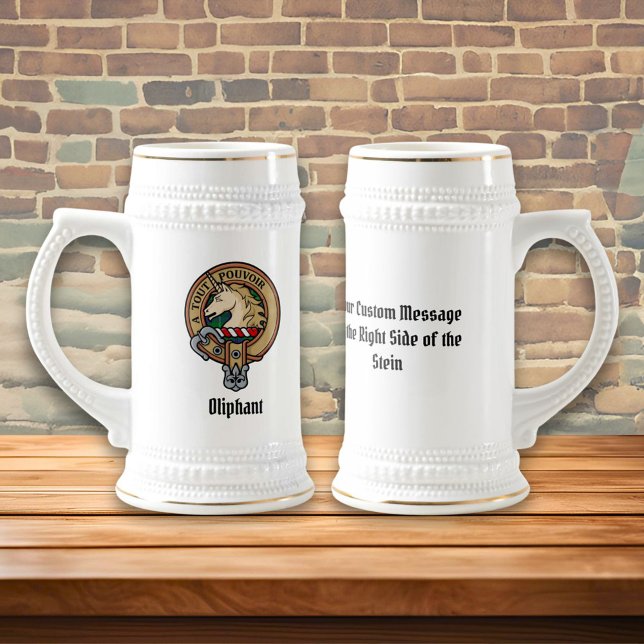 Chope À Bière Clan Oliphant Crest sur Tartan Beer Stein (Créateur téléchargé)