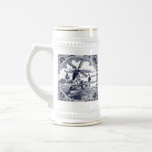 Chope À Bière Classique Vintage Chic Hollandais Windmill Delft B
