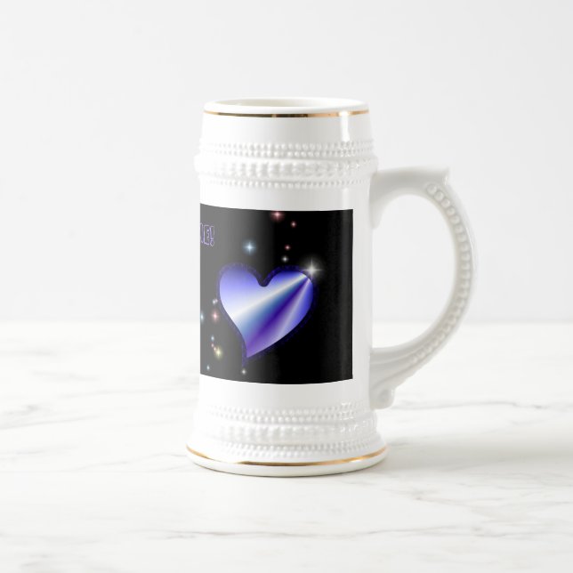 Chope À Bière Coeur arc-en-ciel pourpre avec étoiles (Droite)