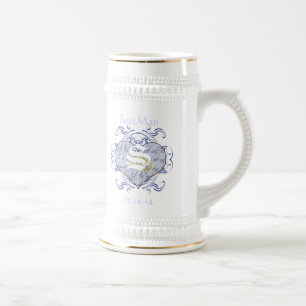 Chope À Bière Cœur de vœu de mariage monogramme