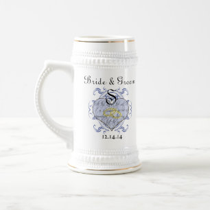 Chope À Bière Cœur de vœu de mariage monogrammé