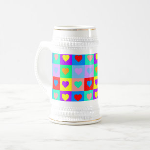 Chope À Bière Coeur romantique Coloré Motif Pop Art