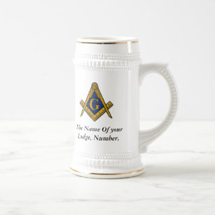 Chope À Bière Compass maçonnique noir et blanc