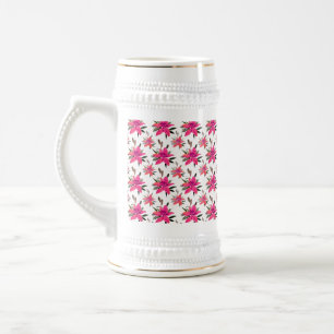 Chope À Bière Conception de motif floral Fleurs roses