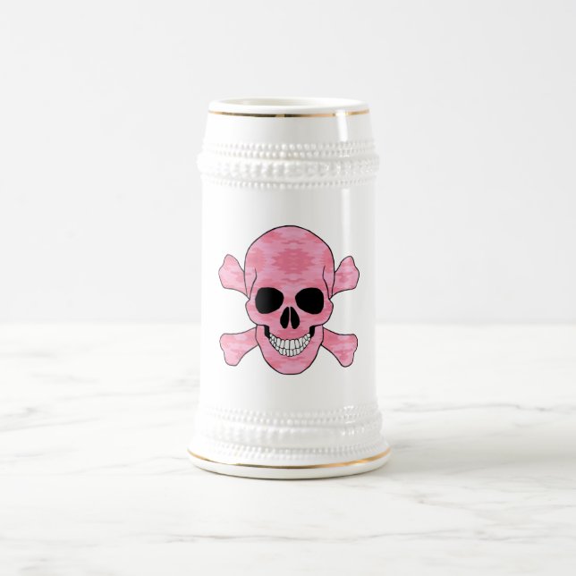Chope À Bière Crâne De Camouflage Rose Et Traverses De Tête (Centre)