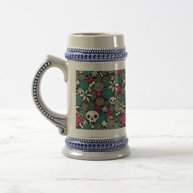 Chope À Bière Crâne en fleurs (Gauche)