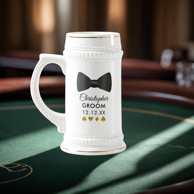 Chope À Bière Cravate noire Nom de la chambre Poker Nuit Bière S (It’s perfect for a classy bachelor night with a casino twist. Raise a toast to the groom-to-be!)
