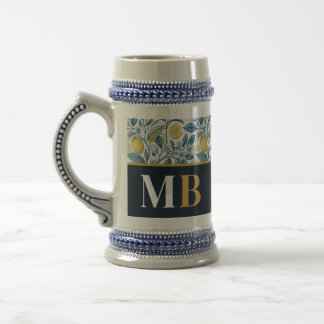 Chope À Bière Custom Elegant Mediterranean Lemon Botanical Navy