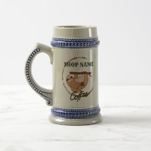 Chope À Bière Cute animaux paresseux café Thé personnalisé Nom d