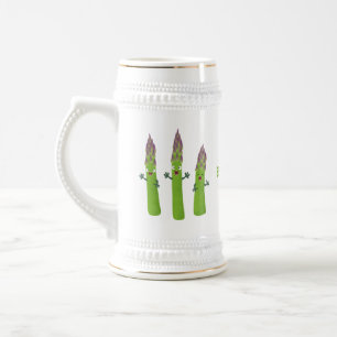Chope À Bière Cute asperges chantant un trio végétal dessin anim
