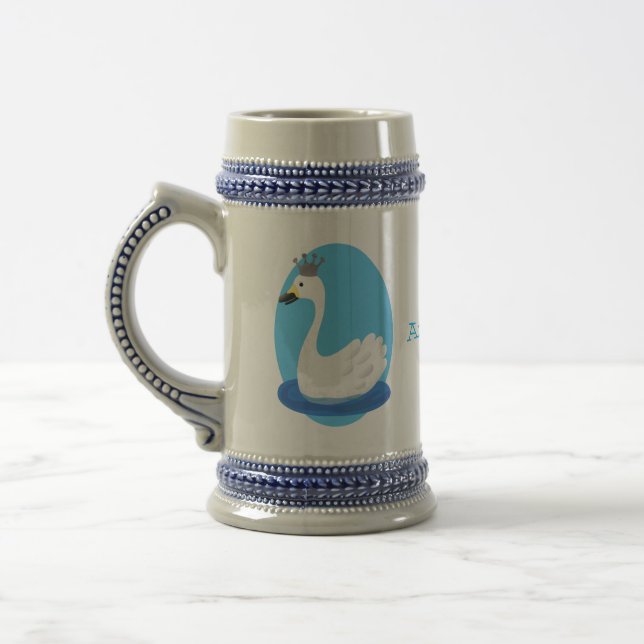 Chope À Bière Cute cygne blanc avec dessin de la couronne (Gauche)