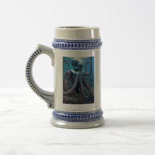 Chope À Bière Cyber Octopus droite bleu stein