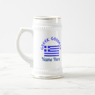 Chope À Bière Déesse grecque et drapeau de la Grèce