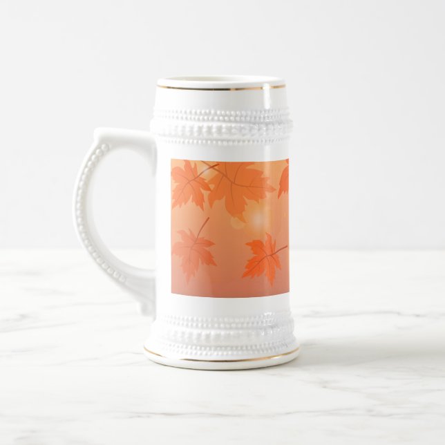 Chope À Bière Design d'automne avec feuilles d'érable et effet b (Gauche)