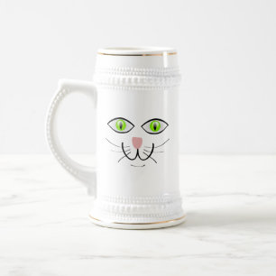 Chope À Bière Dessin animé visage drôle de chat-29034