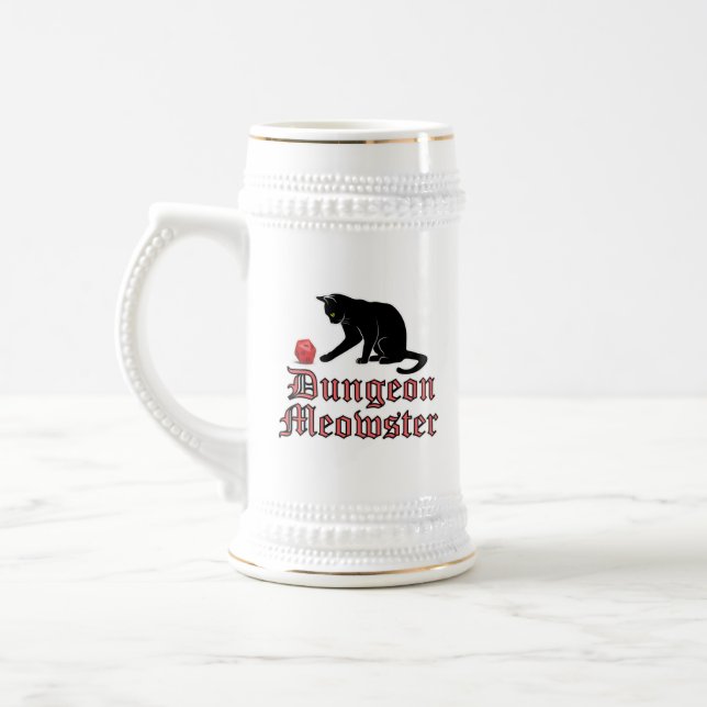 Chope À Bière Doungeon Meowster Drôle RPG Chat avec dés (Gauche)