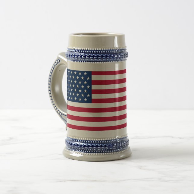 Chope À Bière Drapeau américain Gris/Bleu Stein 22 oz (Devant gauche)