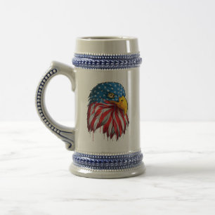 Chope À Bière Drapeau américain patriotique aigle chauve USA