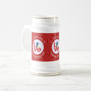Chope À Bière Drapeau Azores Red LOVE Personnalisé 