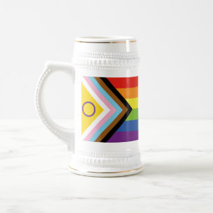 Chope À Bière Drapeau de fierté intersexe de SlipperyJoe's fond 
