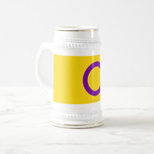 Chope À Bière Drapeau de fierté intersexe de SlipperyJoe's fond 