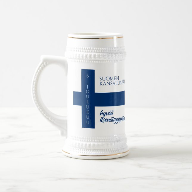 Chope À Bière Drapeau de la fête nationale finlandaise (Gauche)