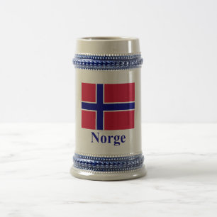 Chope À Bière Drapeau de la Norvège avec le nom dans le