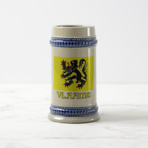 Chope À Bière Drapeau de région de la Flandre avec le nom