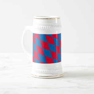 Chope À Bière Drapeau diamant Bavière bleu et rouge Motif