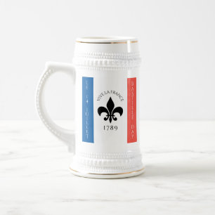 Chope À Bière Drapeau Fleur-de-Lis Tricolore France