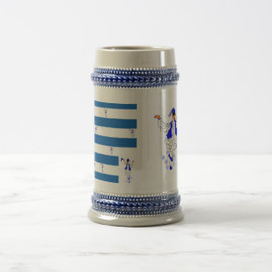 Chope À Bière Drapeau grec Mug/bleu 22 oz Stein