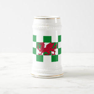 Chope À Bière Drapeau mystique de dragon celtique rouge du Pays