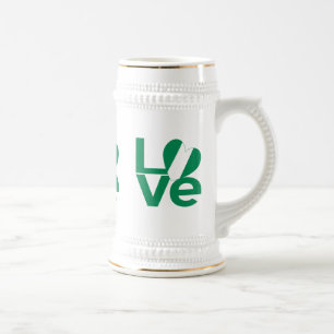 Chope À Bière Drapeau nigérian en forme de cœur avec LOVE vert 