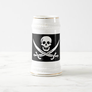 Chope À Bière Drapeau pirate crâne épées croisées