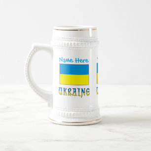 Chope À Bière Drapeau ukrainien ukrainien bleu Personnalisation 