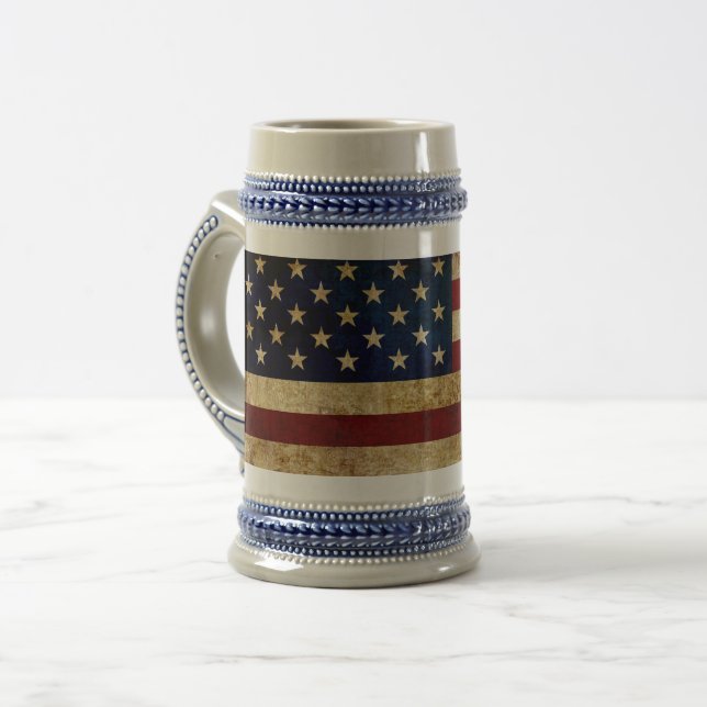 Chope À Bière Drapeau USA / Grunge (Devant gauche)