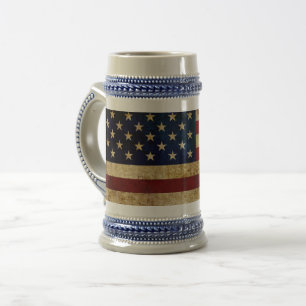 Chope À Bière Drapeau USA / Grunged
