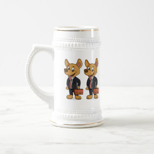 Chope À Bière Drôle chien en costume d'entreprise dessin animé