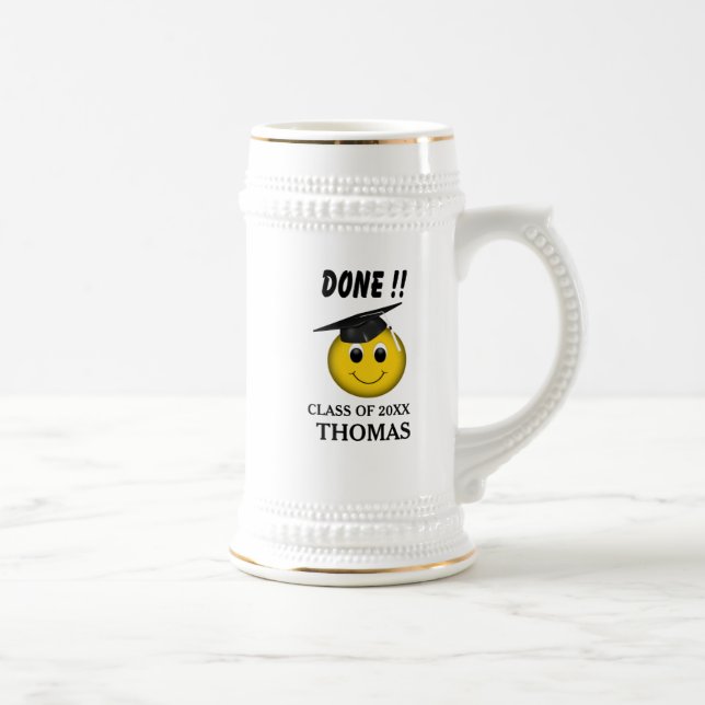 Chope À Bière Drôle Emoji "Terminé" Graduation (Droite)