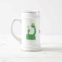 Drôle serpent vert avec caricature maraca