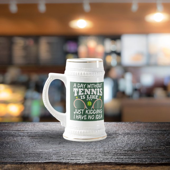 Chope À Bière Drôle Tennis Citation Typographie Photo (Créateur téléchargé)
