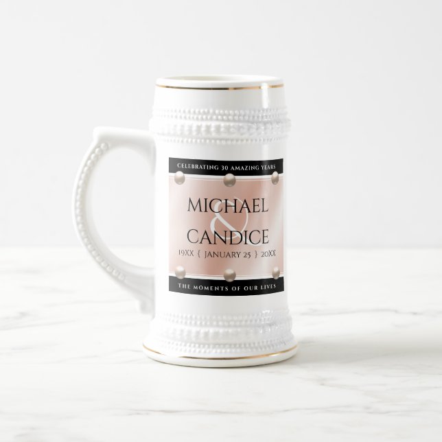 Chope À Bière Élégant 30e anniversaire du 46e Mariage Pearl (Gauche)
