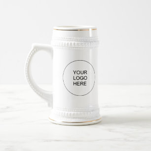 Chope À Bière Élégant Blanc & Or Téléchargez Votre Logo Promotio