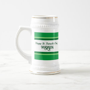 Chope À Bière Elégant Joyeux Saint Patrick Jour Personnalisé Nom