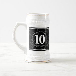 Chope À Bière Élégant marbre noir 10 ans de travail Anniversaire