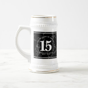 Chope À Bière Élégant marbre noir 15 ans de travail Anniversaire