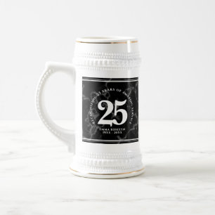 Chope À Bière Élégant Marbre Noir 25 Anniversaire du Travail