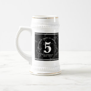 Chope À Bière Élégant marbre noir 5 ans de travail Anniversaire